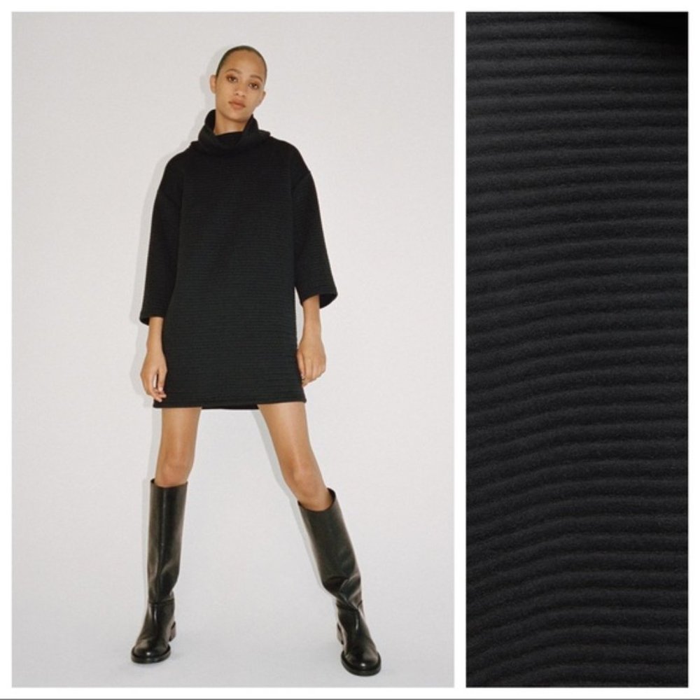 OTTOMAN KNIT DRESS BLACK